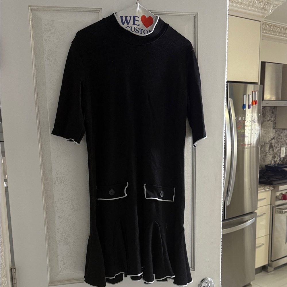 Zara Black Dress with White Trim